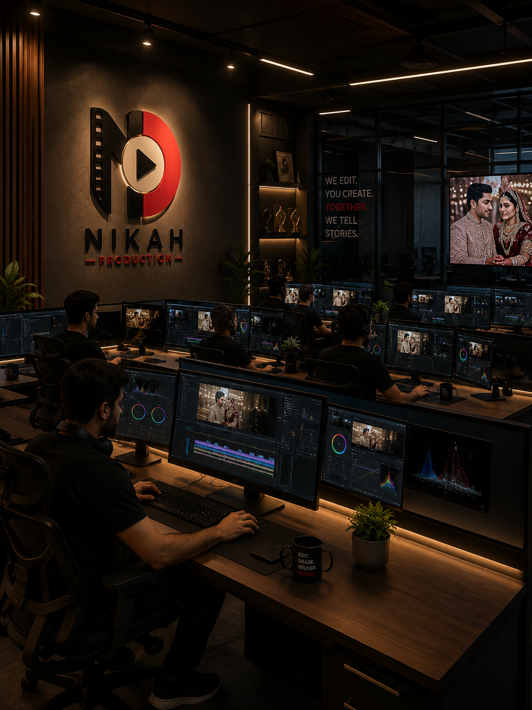 Inside the Nikah Production edit suite — colorists and editors at work